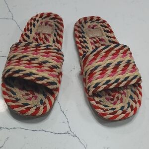 Colorful  Women's Sandals, By Crown & Ivy, Made Out Of Colorful Fabrics, Sz 6.5